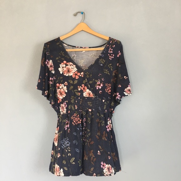 Maurices, navy blue floral blouse - Picture 1 of 5